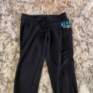 Black and turquoise Aeropostale’s fitted sweats